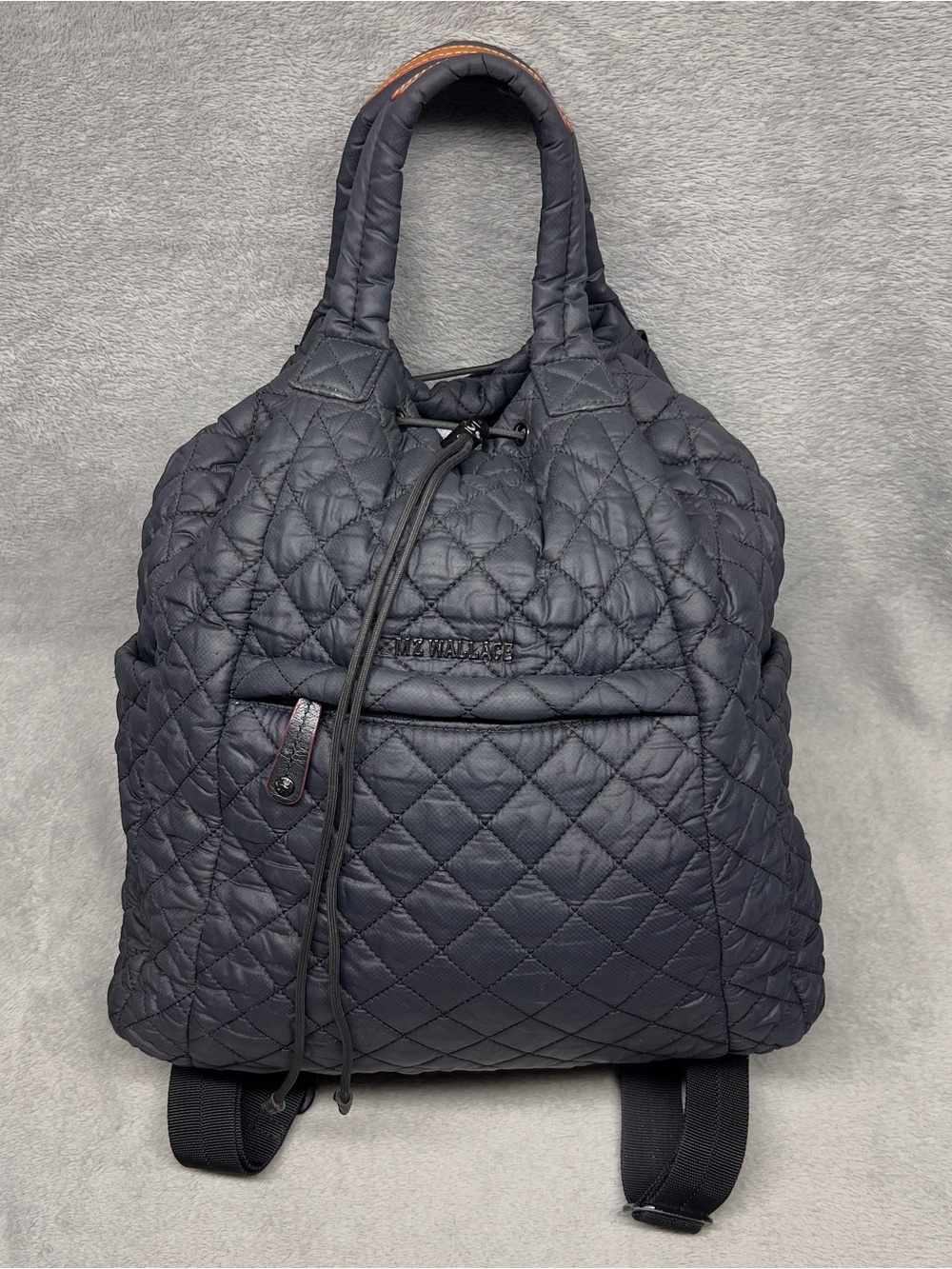 MZ Wallace Metro Convertible Backpack Tote Black Quilted Nylon Shoulder Bag